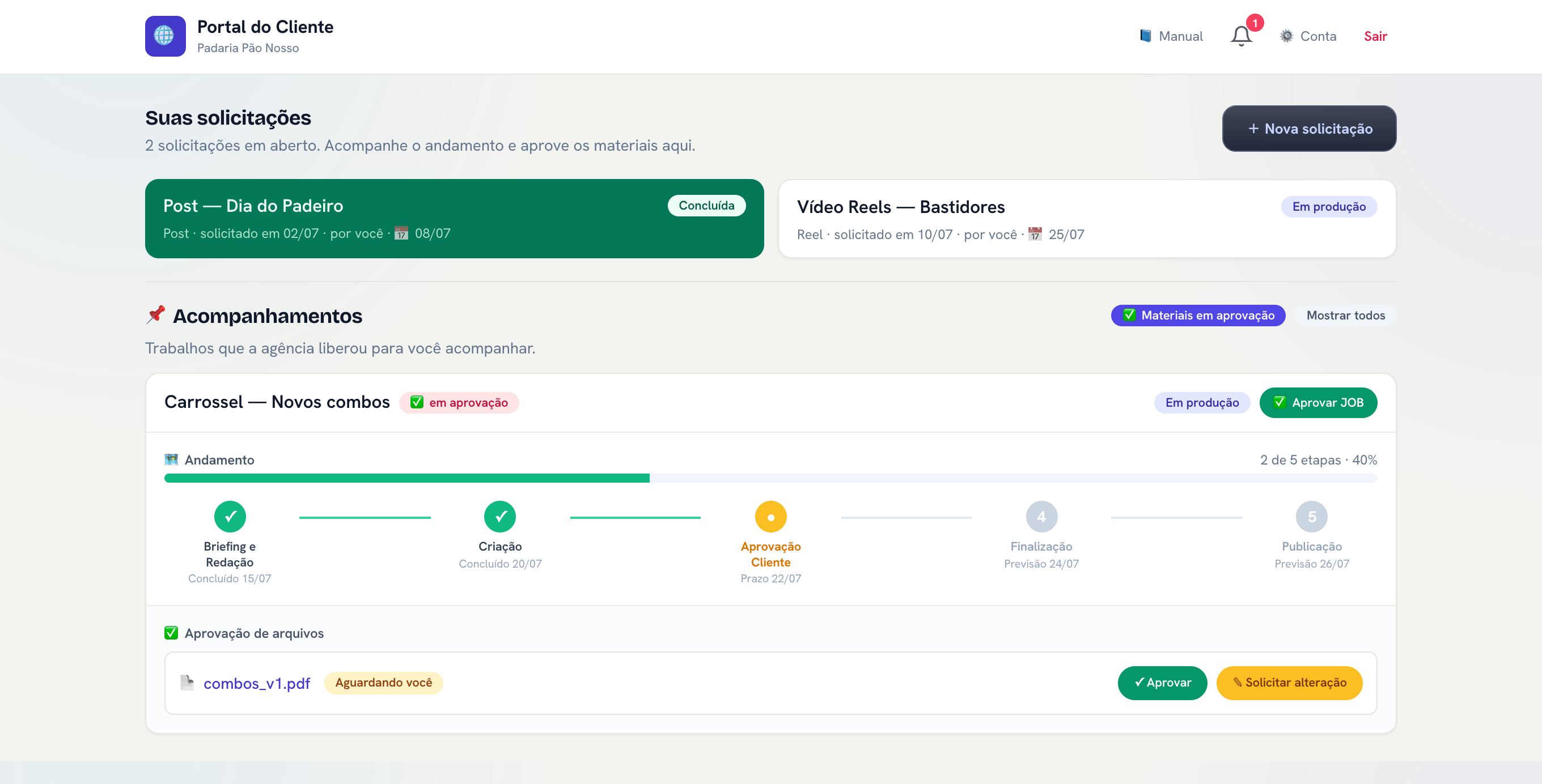 Portal do cliente do AMXis